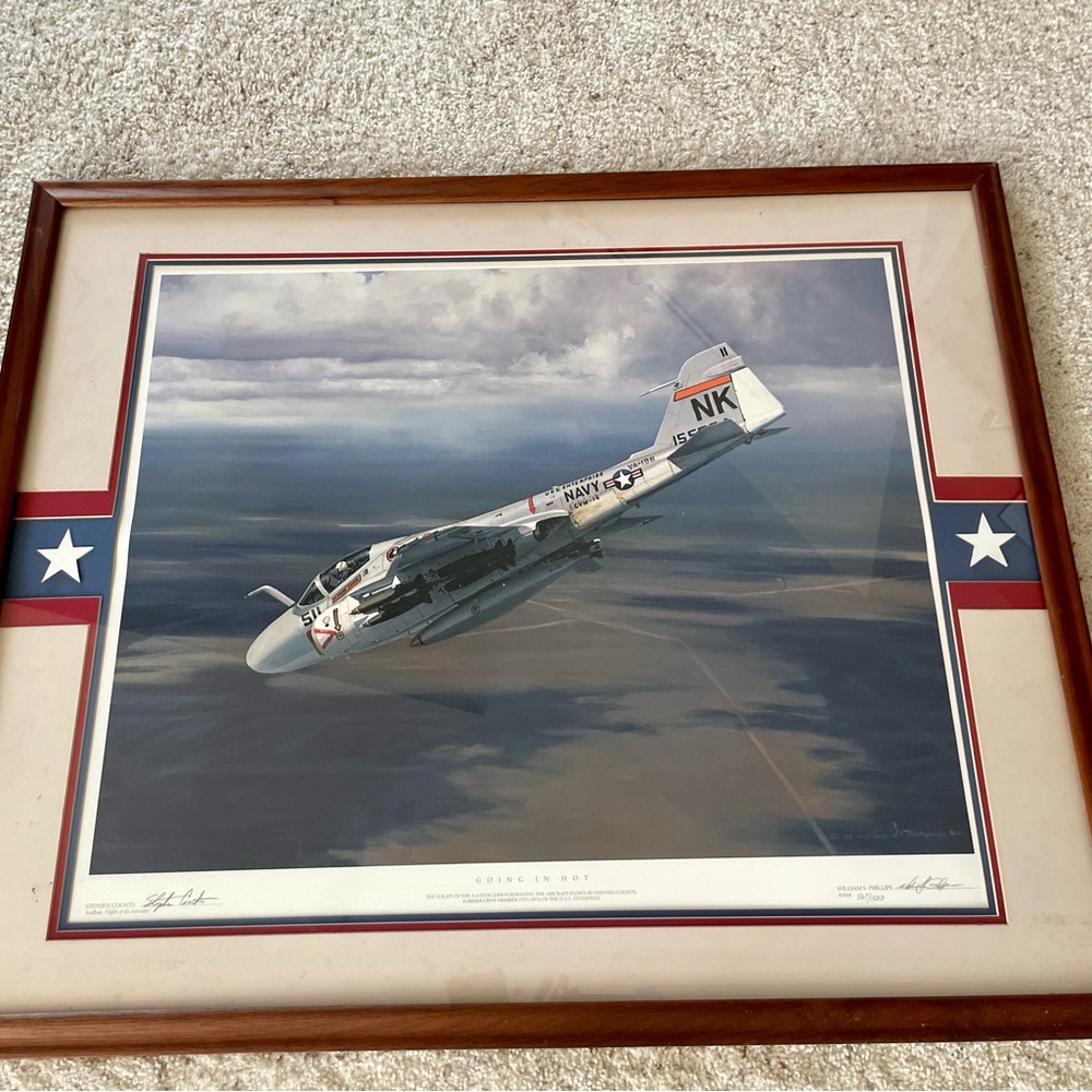 COLLECTABLE  A-6 Intruder print, 567/1500 of signed print by artist and pilot